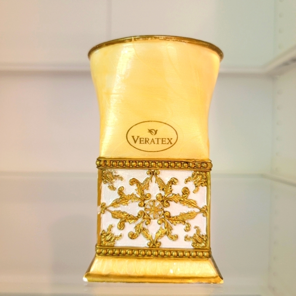 Veratex Bathroom Makeup, Toothbrush Trinkets holder (Gold Collection)